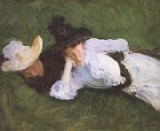 John Singer Sargent Two Girls on a Lawn (mk18) oil painting on canvas